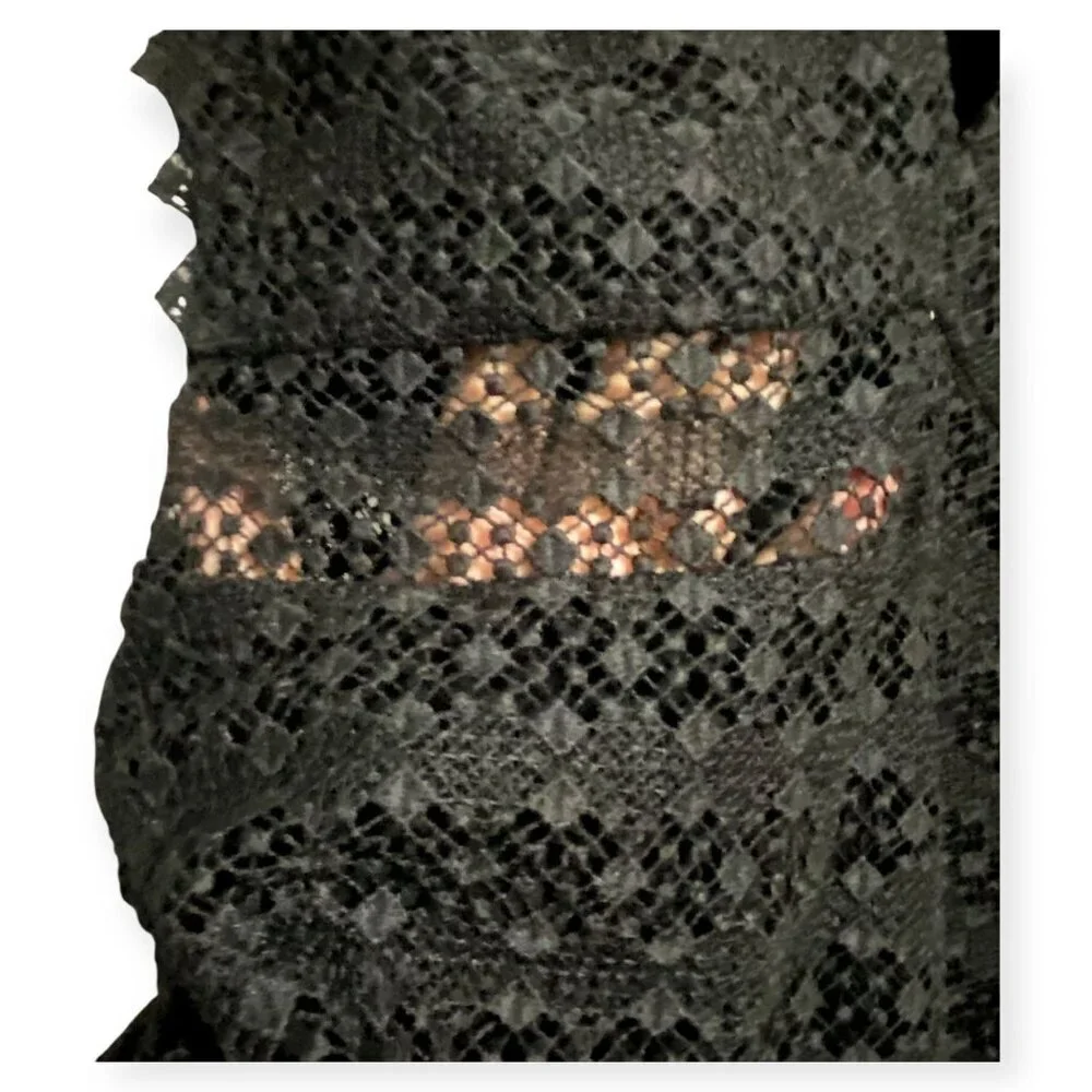 Sandro Lindsey black pinked crocheted dress, Size 3/L - Picture 12 of 15